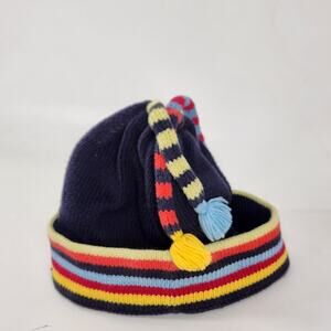 Hanna Andersson Cotton Striped Winter Beanie Hat Kids Unisex Large Tasseled